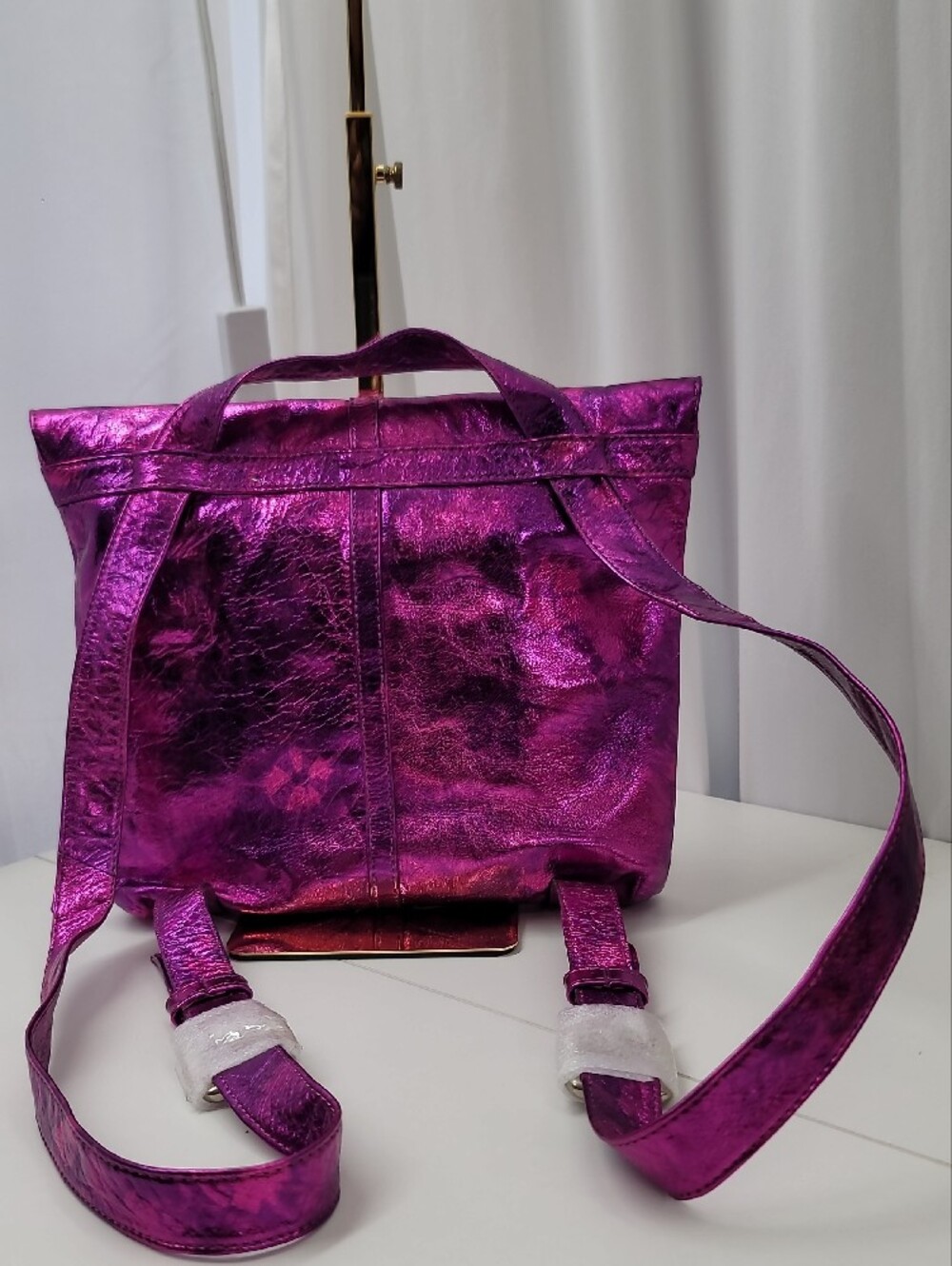 Latico Nwt Metallic Purple Dual Crossbody/Backpack/Shoulder Tote Bag - Picture 2 of 7
